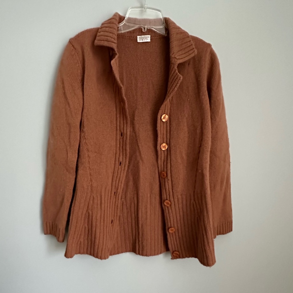 Stefanel cognac cardigan sweater size medium
